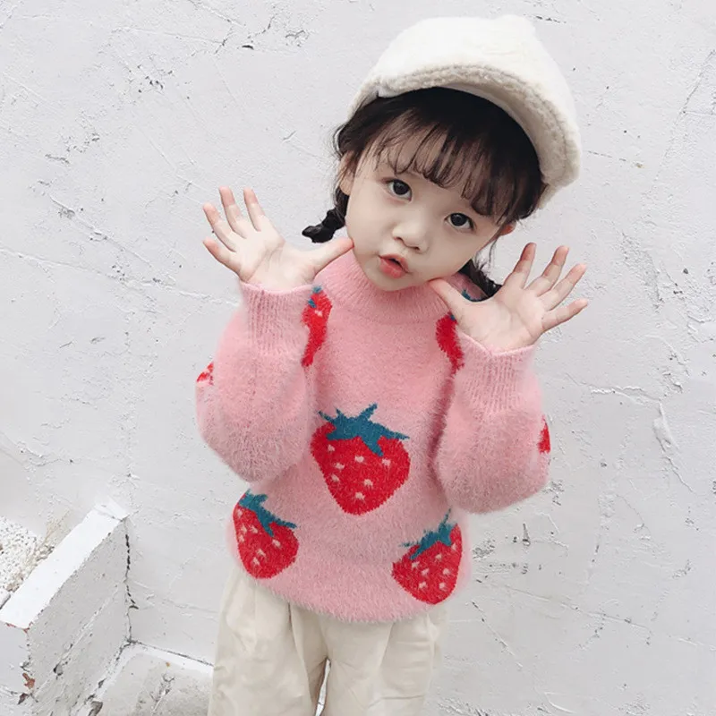 Baby Girl Boutique Knitted Sweater Winter Clothes Christmas Kids Toddler Sweaters for Teens Jumpers for Children Strawberry 3 6 201109