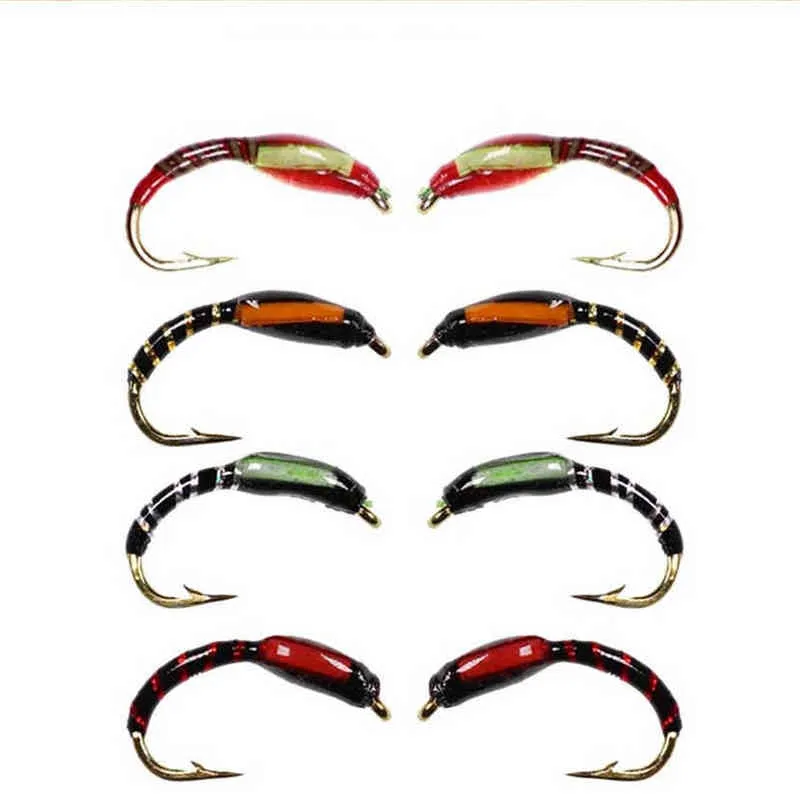 24-/ set estilos misturados mosca pesca isca molhado / seco ninfa artificial voa isca pesca tackle truta carpa kit 211222