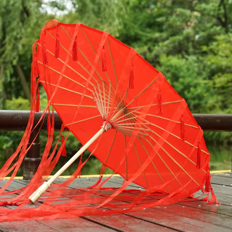 Kwasten Chinese paraplu lint zijden paraplu Hanfu Cos paraplu prop schieten oude kostuum paraguas cosplay prinses parasol 2011302r