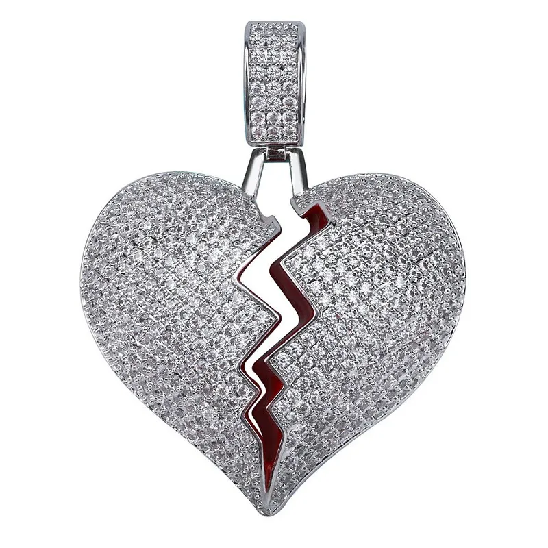 Solid Broken Heart Pendant Necklace For Mens Womens Fashion Personality Hip Hop Necklaces Couple Jewelry321S