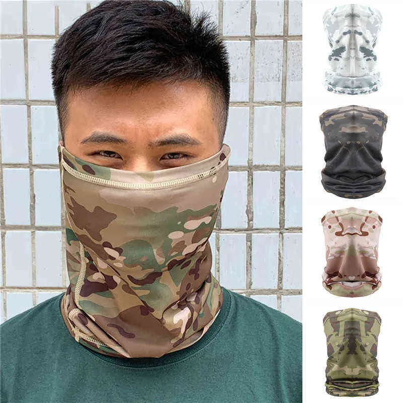 2021 Camouflage Balaclava Face Scarf Cycling Hunting Army Bike Military Helmet Liner Tactical Airsoft Cap Y1229