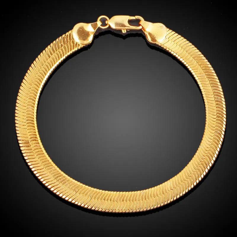 Brincos colar 7mm estilo clássico conjunto de pulseira de osso de cobra plana homens mulheres corrente de espinha de peixe jóias cheias de ouro 254h