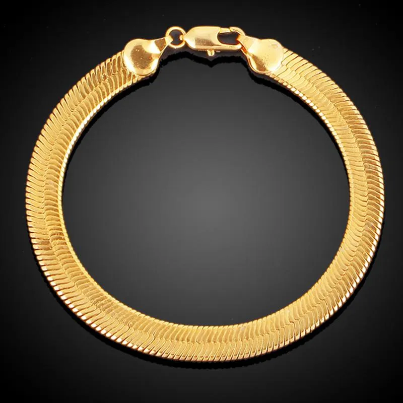 Örhängen halsband 7mm klassisk stil platt orm benarmband set män kvinnor sillbens kedja guldfyllda smycken254h