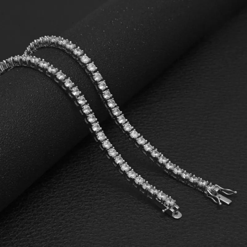 Uwin m 4mm 5mm Round Cut Iced Out Cubic Zirconia Tennis Link Chain Hiphop Top Quality CZ Box Clasp Necklace Women Men Jewelry 220217