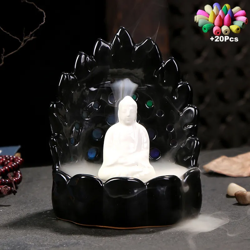 香マルチカラーLEDライト変化バックフローセンスバーナー静かなリラックス瞑想Zen Teyoyoga Room Decoration Set3405935