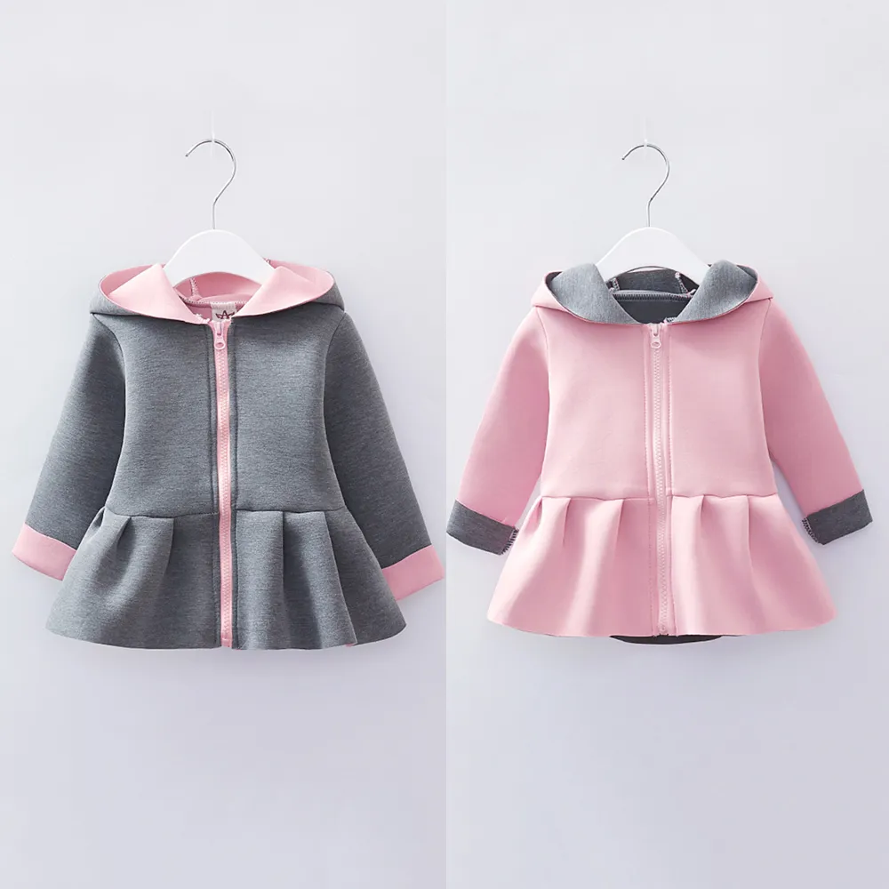 CYSINCOS Baby Girls Coat Winter Spring Baby Girls Princess Coat Jacket Rabbit Ear Hoodie Casual Outerwear Girl Infants Clothes Y206151002