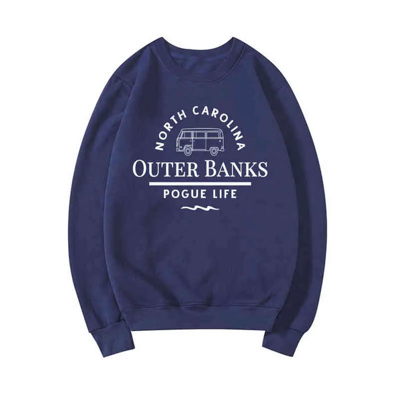 البنوك الخارجية North Carolina البلوز البلوز حياة Pogge Lifeies الجنة على الأرض هوديي OBX Crewneck البلوز الأعلى 211222