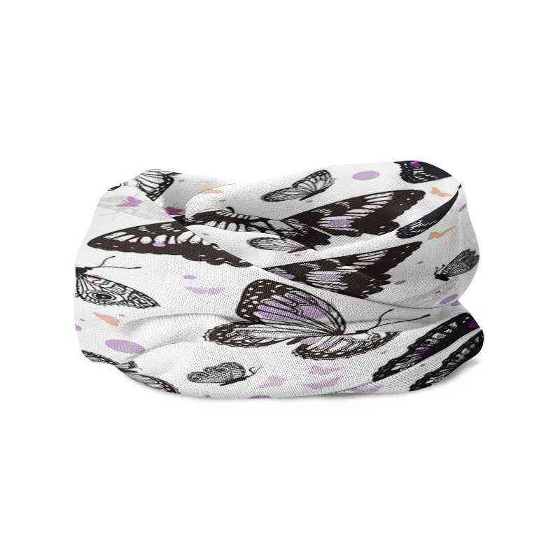 Butterfly Printed Women Compression Turban Outdoor Cycling Tourism Windproof Face Bandana Multifunctional Seamless Headscarves Y1229