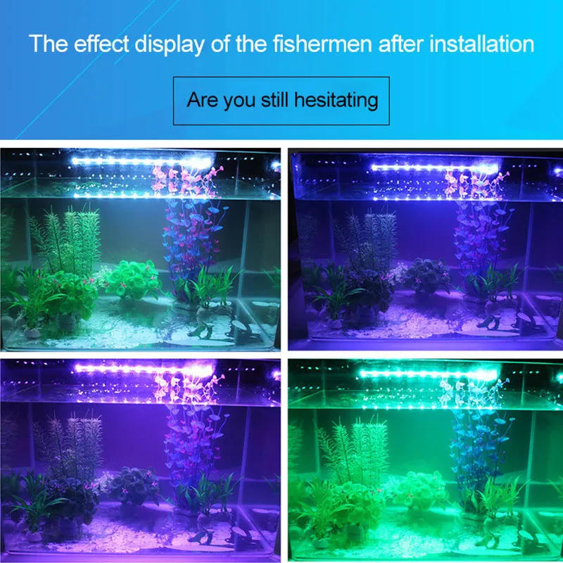 Luce dell'acquario LED Impermeabile Fish Tank Light Underwater Fish Lamp Acquari Decor Lighting Plant Lamp 19-49CM 220V EU Power Y200922