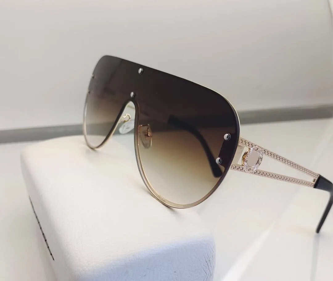 Shield Wrap Sonnenbrille Pilot Gold Schwarz Grau Mode Damen Übergroße Sonnenbrille UV400 Schutzbrille mit Etui269p