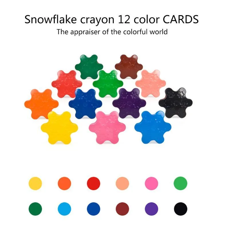 12 Couleurs Non-toxique Cire Flocon De Neige Forme Crayons pour Tout-Petits Enfants Lavable Peinture Sûr Dessin Outil École Art Fourniture 201225