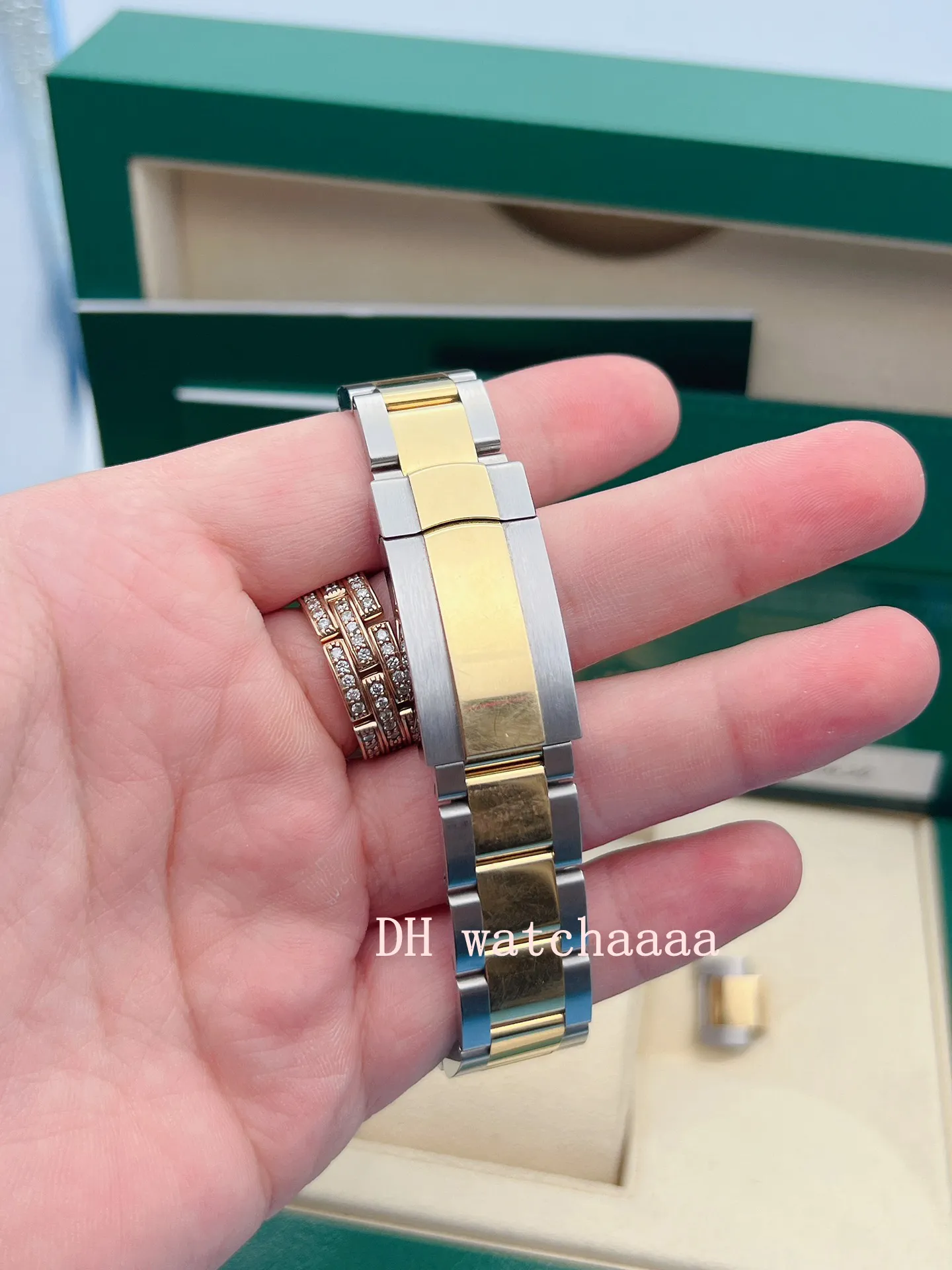 Two-Tone 41mm 18K Slate Roman Wimbledon Watch 126333 Rostfritt stål 18K Pure Gold Men's Watch Box238J