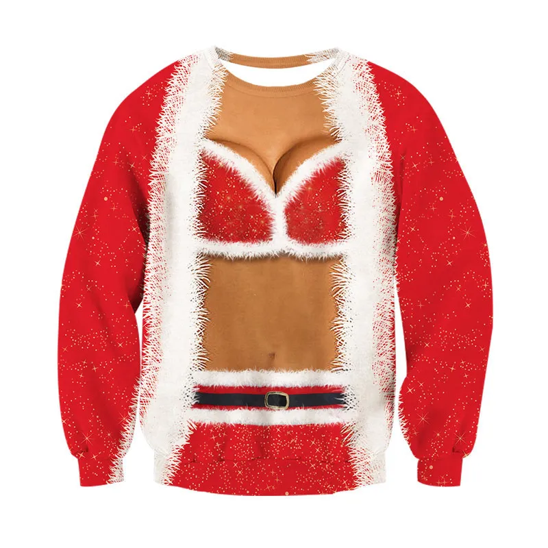 2020 Sweater de Natal Feio Papai Noel Papai Noel Impressão do suéter solto Homens homem Pullover de Natal Novamente