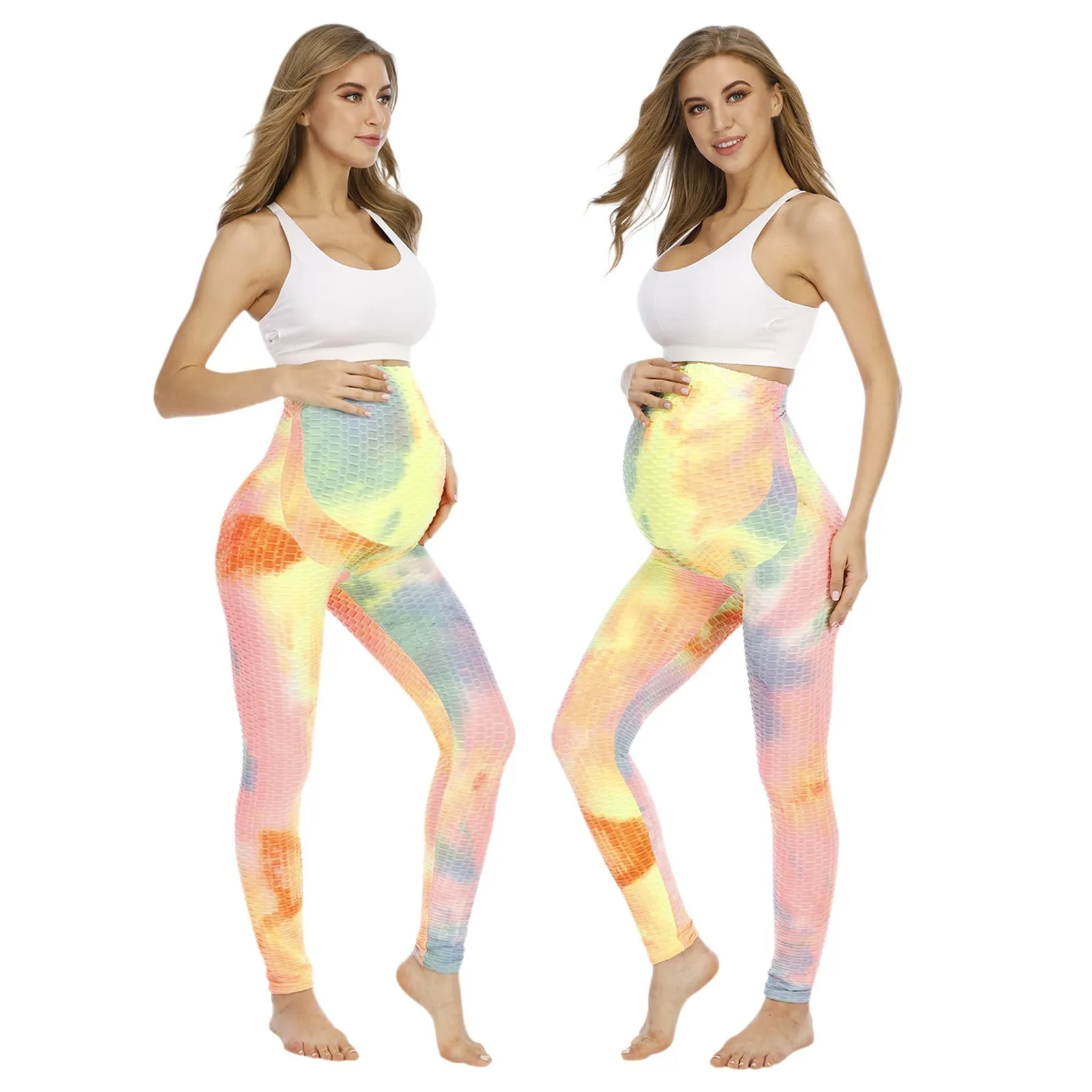 Abbigliamento le donne incinte 2020 maternità gravidanza vestiti tie-dyed stretch allenamento atletico yoga pantaloni a figura intera leggings LJ201120