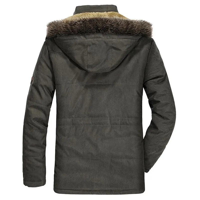 Giacche da uomo Giacca invernale da uomo Taglie forti 5XL 6XL Cappotto caldo imbottito in cotone Parka Cappotto casual in pelliccia sintetica con cappuccio in pile Giacca lunga da uomo Giacca a vento da uomo 220826