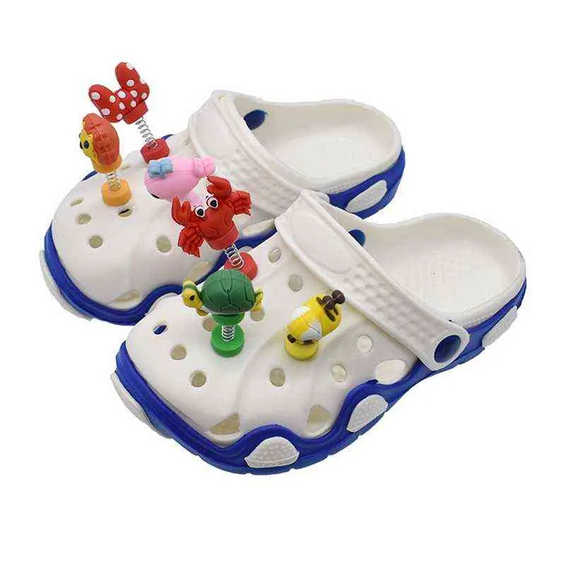 Skor Tillbehör 1 st Mjuk PVC Croc Charms 3D Cartoons Spring Buckle Accessories Kids Shoe Party Presentdesign CN Ursprung 220121