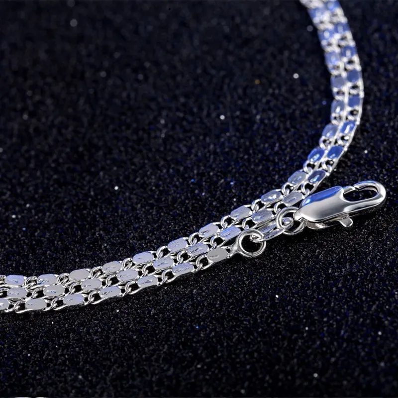 2mm chaînes plates lisses collier mode femmes chaîne plaquée or 18 carats pour hommes 925 chaînes plaquées argent colliers cadeaux bijoux à bricoler soi-même A2805