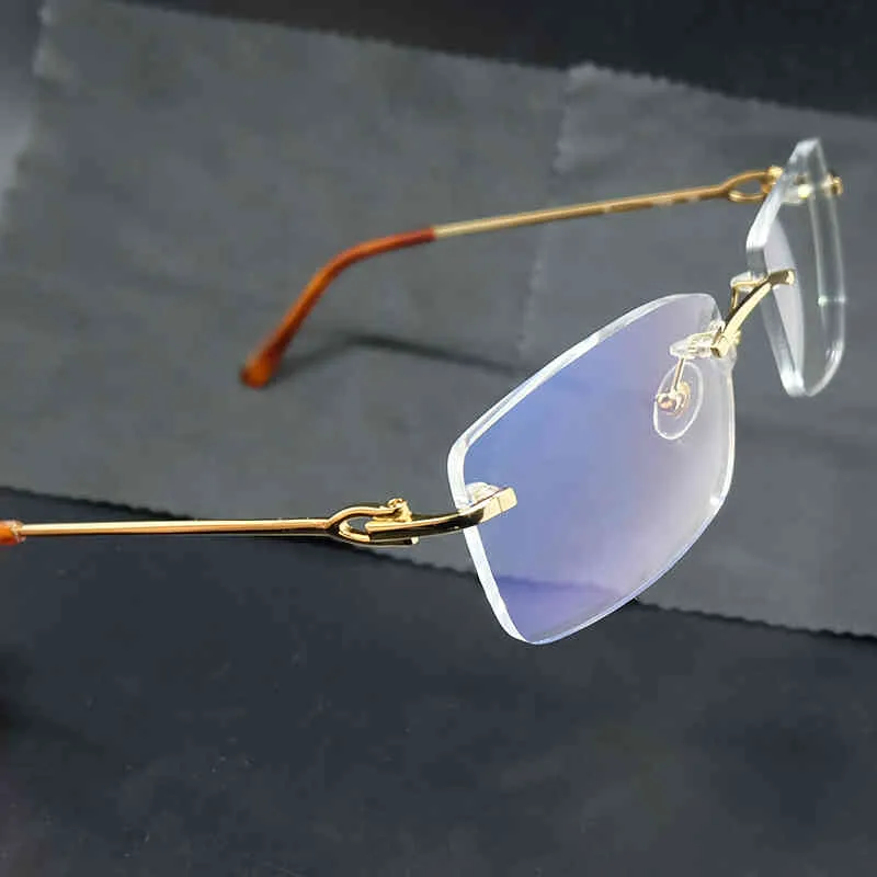 Очищные очки для глаз без оправы прозрачные оптические зрелища металл металл Deisgner очки заполнения рецептурные очки8465515