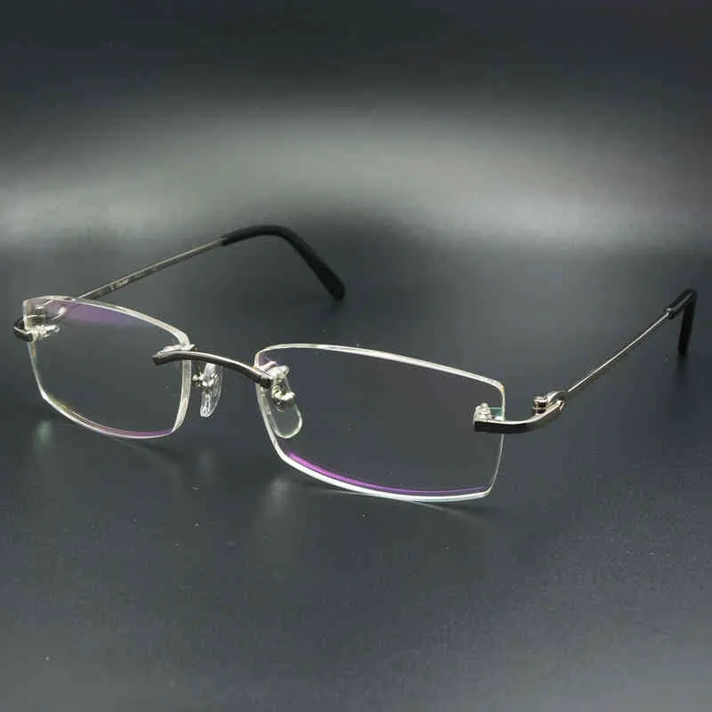 Lunettes transparentes sans monture pour hommes, montures optiques transparentes, Carter en métal Deisgner, remplissage de lunettes de Prescription, 343p