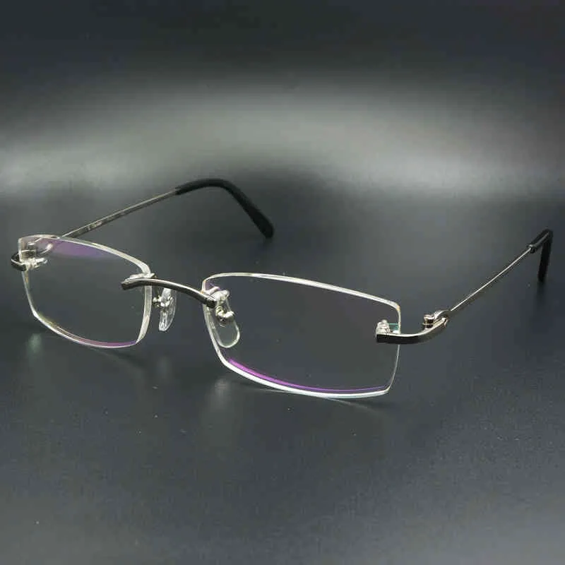 Rimless Clear Eye Glasses Frames Mens Transparent Optical Spectacles Metal Carter Deisgner Eyewear Fill Prescription Glasses