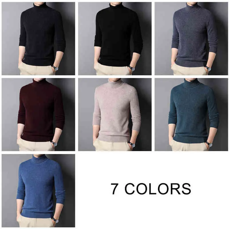 Coodrony Brand Höst Vinter Tjock Varm Turtleneck Sweater Topp 100% Ren Merino Wool Pullover Men Cashmere Knitwear Jersey C3112 211221