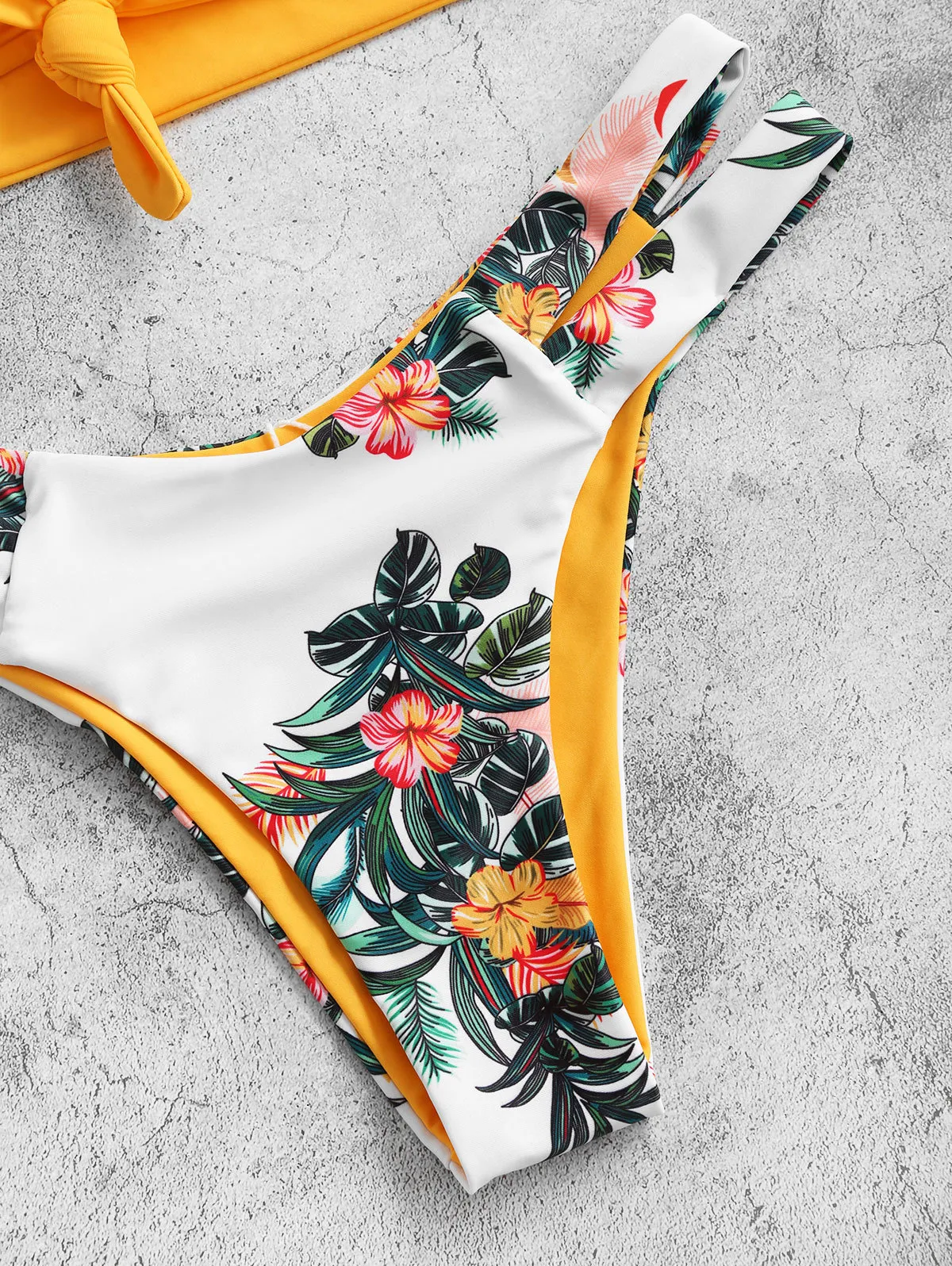 Zaful Print Print Knot Вырез Racerback Bikini Купальник Бесплатный совок Шеи Съемный PowerDed Racer Bikini Двухсертная Сексуальная T200508