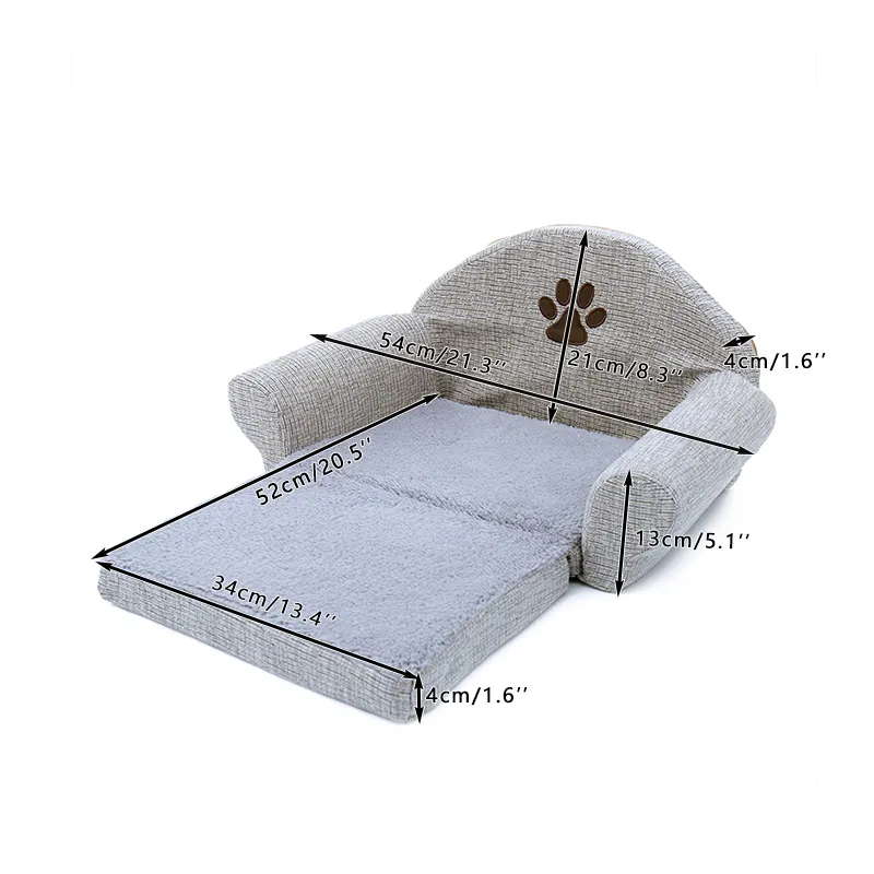 Abnehmbares Bett Weiches Sofa Kennel Paw Design Hund Katze Haus Waschbare Kissenmatte für Tiere Haustierprodukte 201223