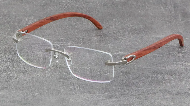 نظارات الخشب الجديدة رجال الآراء امرأة 8200757 المعادن الفضية الحافة الخشبية عالي الجودة جودة عالية 18K إطارات الذهب