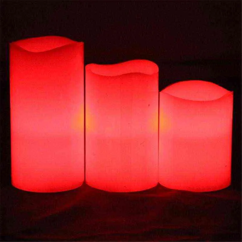 3 -stycken Set Flameless Colorful Remote Control Candle Light LED Electronic Timer Candle Light Night Light Christ Chuld Dekoration