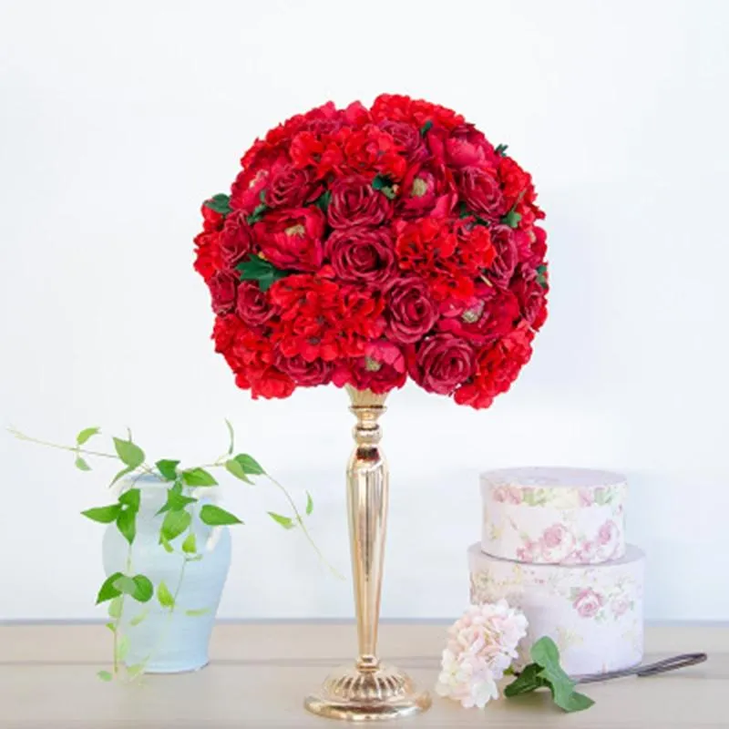 Flores decorativas grinaldas personalizar 35cm artificial rosa mesa de casamento decoração flor bola peças centrais pano de fundo festa floral roa350t