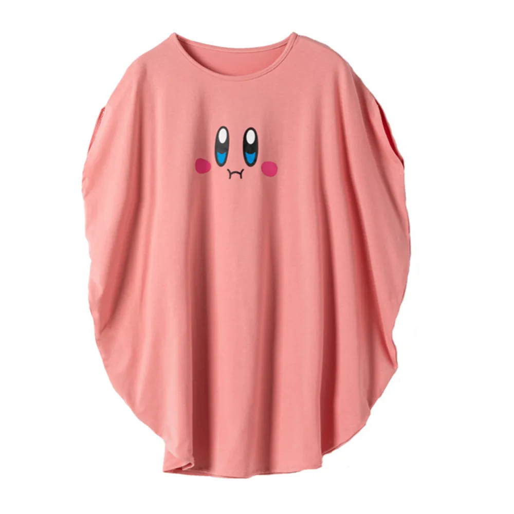 Wxcteam Kirby Tshirt Super Star Kirby x لذيذ Batwing Loose Top Women Girl Summer Homewear Lolita Sweet Summer Dropping T200516