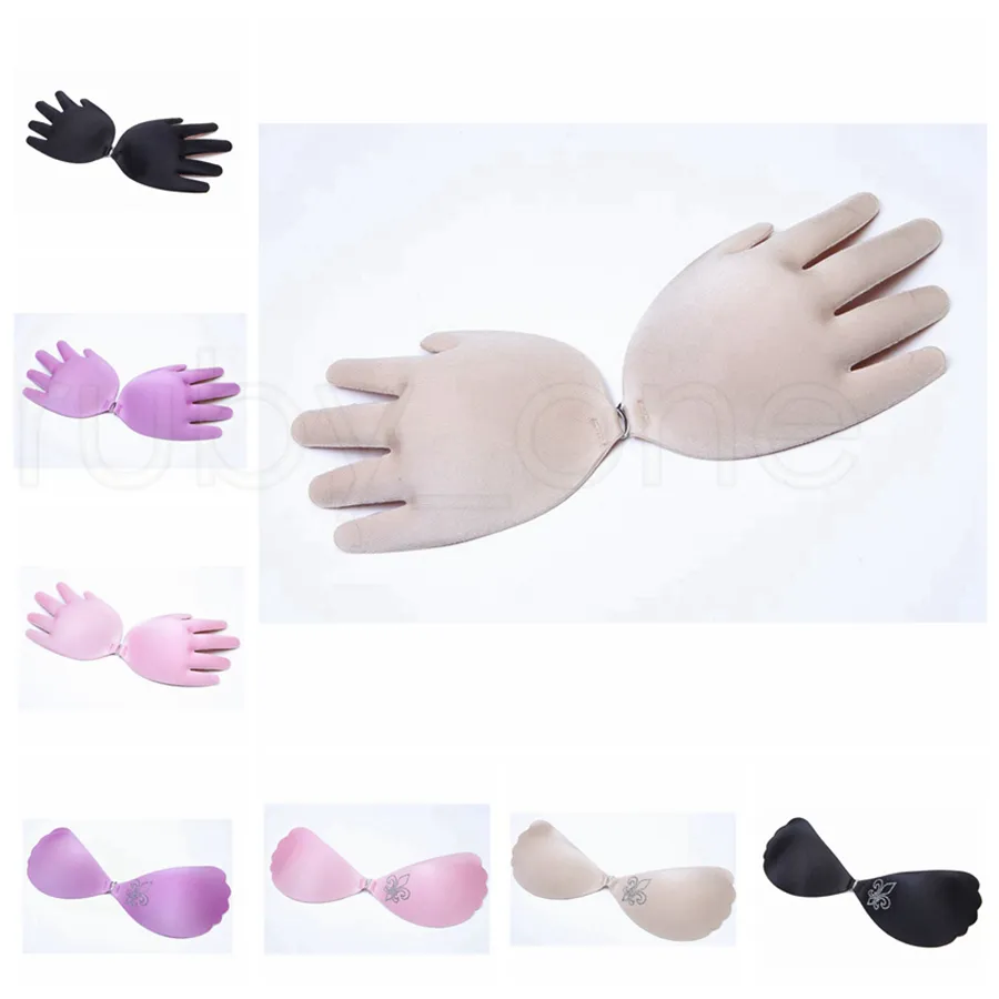 Femmes Fly Wings Shape Silicone Invisible Push Up Auto-adhésif Fermeture avant Fermeture Poitrine Sourceuse Soutien-bras / Set