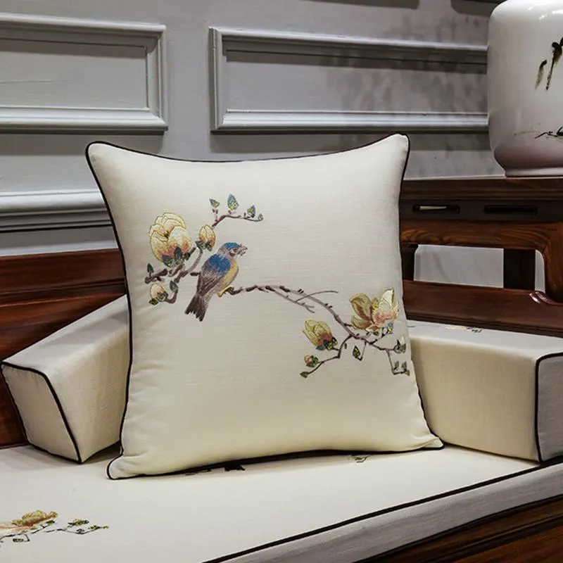 Chinese Embroidery Cushion Cover Flower Birds Luxury Pillows Cushions Cojines Decorativos Para Sofa Noble Women For Home Decor315R