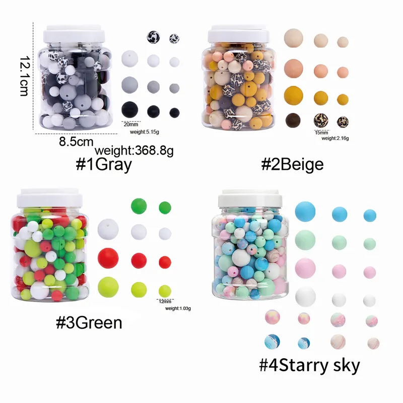 Silicone Beads for Round Baby Teething DIY Set 3 Size of Food Grade A Free Chewable born Accessories Gifts 220518