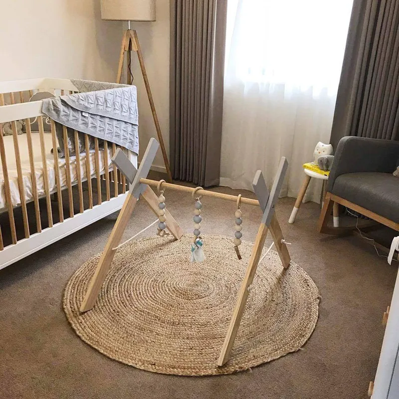 Nordic Style Baby Gym Zagraj w pokoju dziecinny Pierścień-Pull-Pull Zabawna drewniana rama dla niemowlęcia pokój maluch ubrania stojak na prezent pokój dla dzieci C10032794