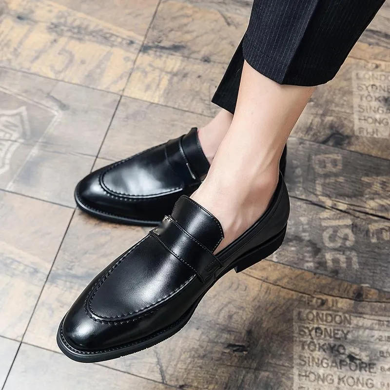 Весна-осень Slip on Simplicity Round Toe PU Leather Men Shoes 2021 New Casual Business Shoe Dress Классические удобные мокасины Office DH570-1