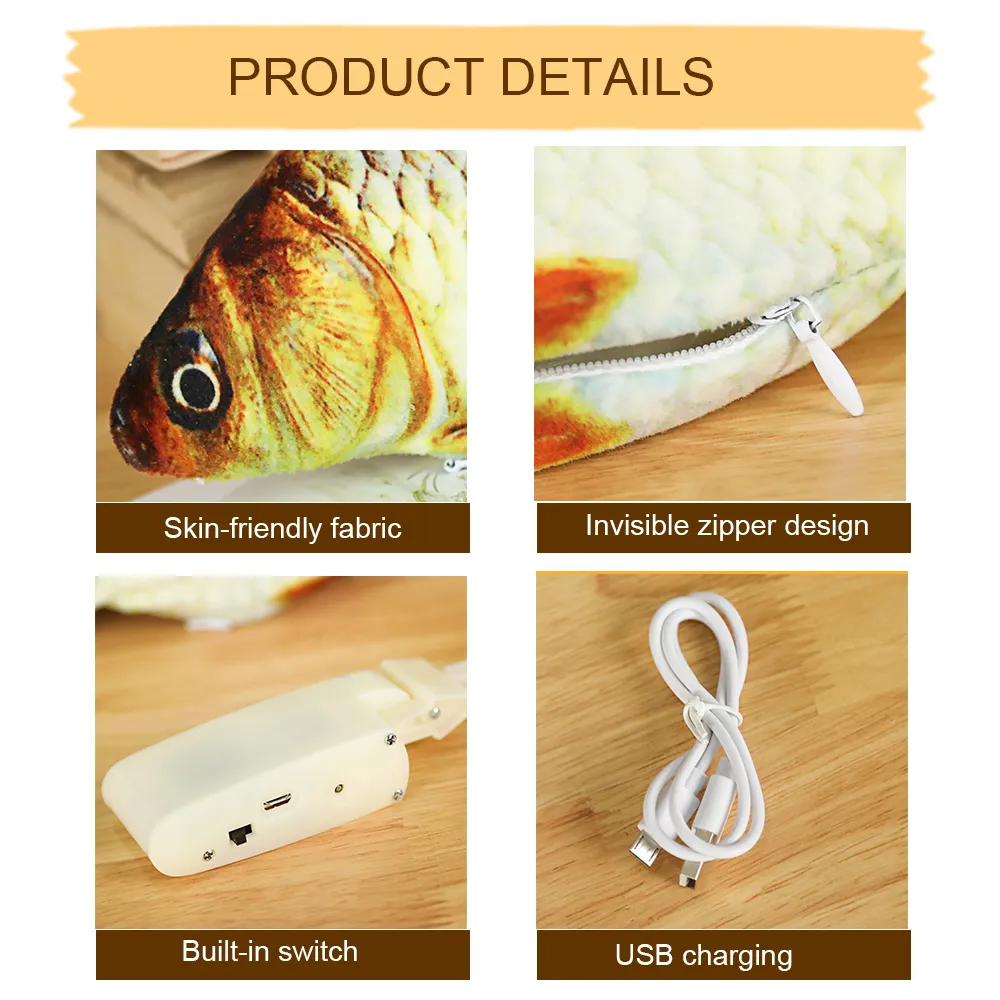 Electric Simulation Fish Cat Toy USBCharging Interactive Pets Cat Toys Pet Cat Fish Toy for Biting Chewing Kicking LJ201125