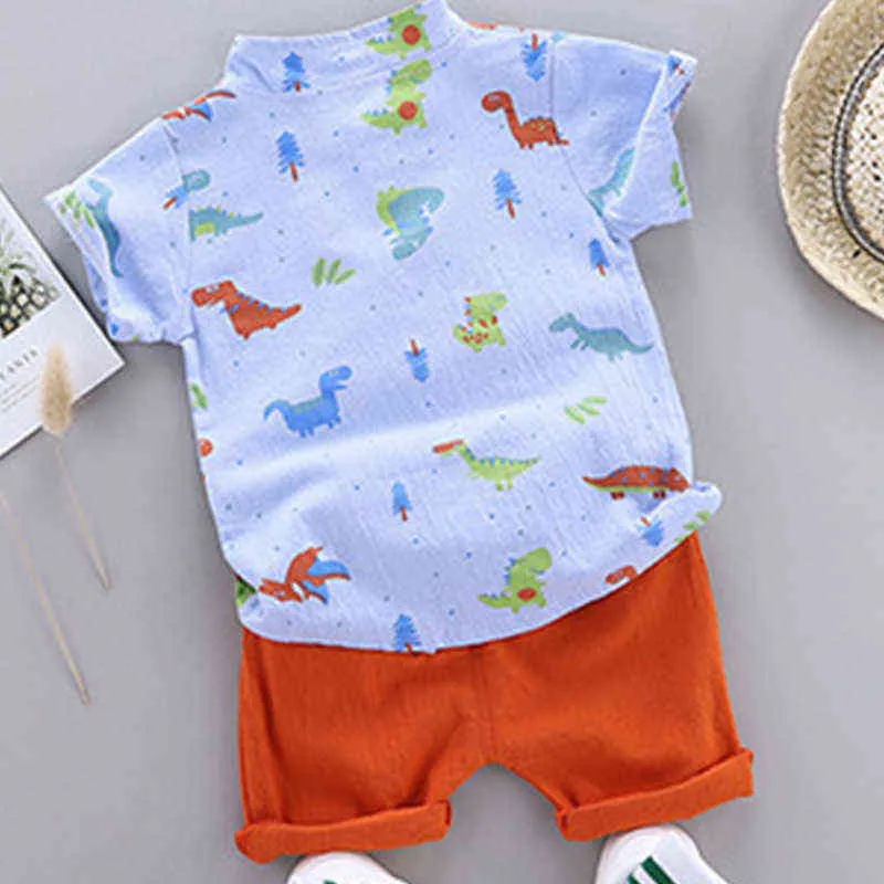 Humor Bear 2022 New Boy Summer Clothing Sets Fashion Casual Cute Animal Shirt+ Shorts Sets Boys Baby Kids Children Clothes G220310