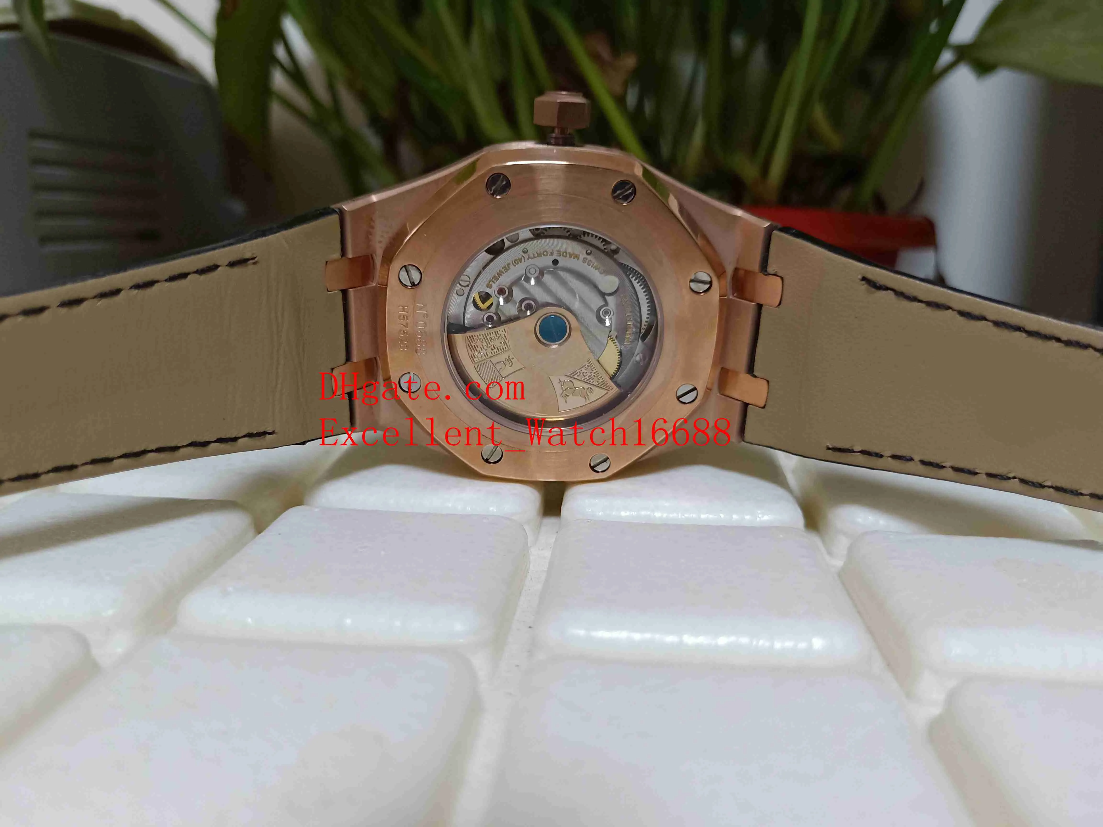 -vendita N8 fabbrica orologi da polso da uomo 41 mm15400 oro rosa 18 carati quadrante nero Asia 2813 movimento meccanico automatico trasparente 2694