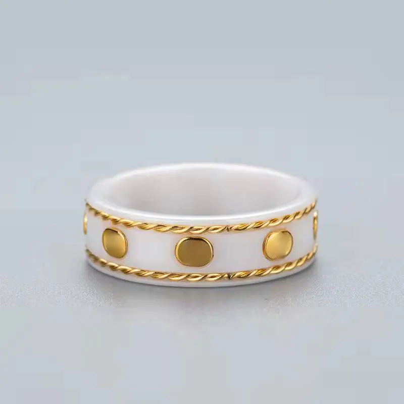 Bague unisexe pour homme femme abeille anneaux bijoux de créateur cadeau noir blanc bague en céramique accessoires de mode