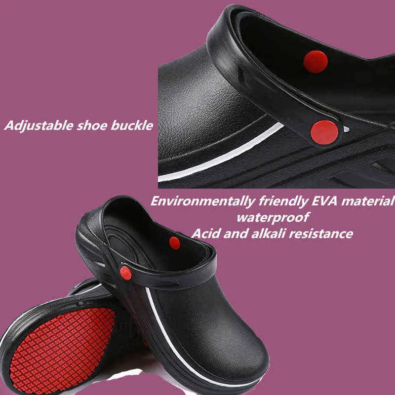 Zapatillas unisex antideslizante a prueba de agua a prueba de agua Trabajo de cocina Chef Shoes Master Hotel Restaurante No encaje Slip-on Casual Shoes AA220307
