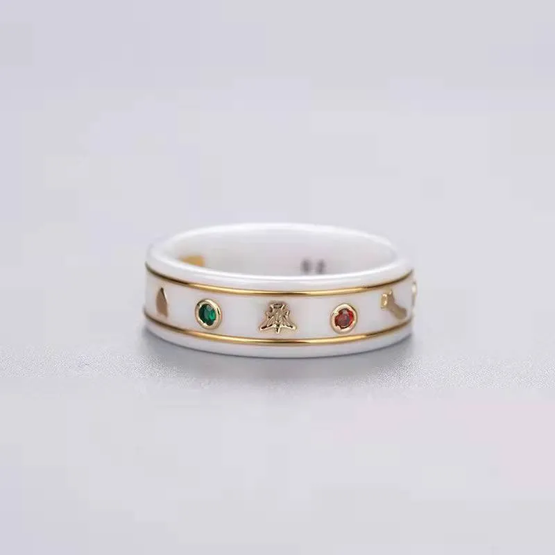 남여 반지 남자 여자 꿀벌 반지 디자이너 보석 선물 블랙 화이트 세라믹 반지 패션 액세서리