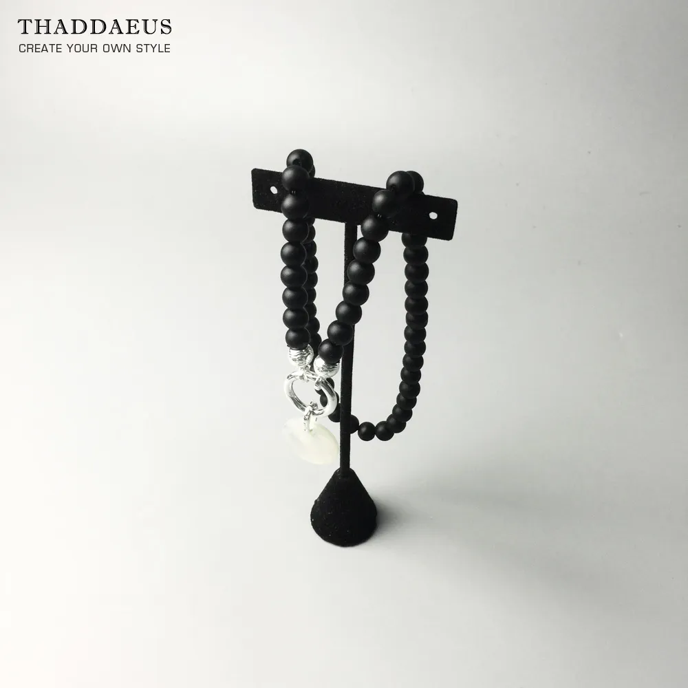 Kralen ketting obsidiaan gloednieuwe streng mode sieraden Europa stijl rebel bijoux cadeau voor mannen vrouwen vriend Q0127336B