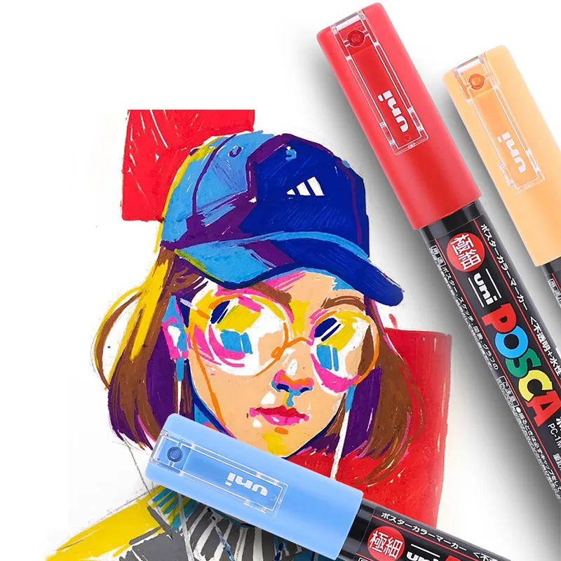 UNI POSCA Marker Pen PC1M PC3M PC5M Set POP poster Advertising pen Paint pen Comic Painting Round head water Art Marker 2011251758652