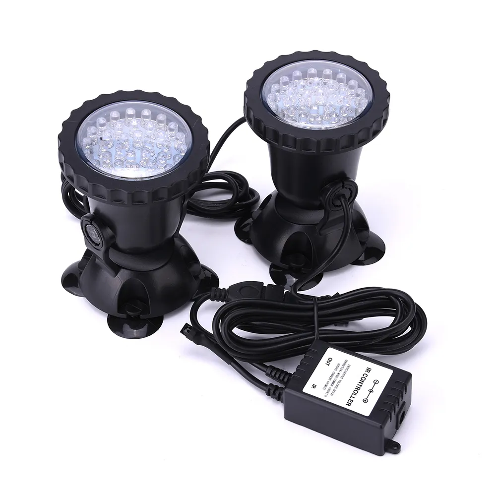 LED Aquarium Light Set 2 Lights RGB 72 LEDs Fish Tank Underwater Spotlight Remote Control Swimming Pool Garden Pond Lamp D25 Y20092554567