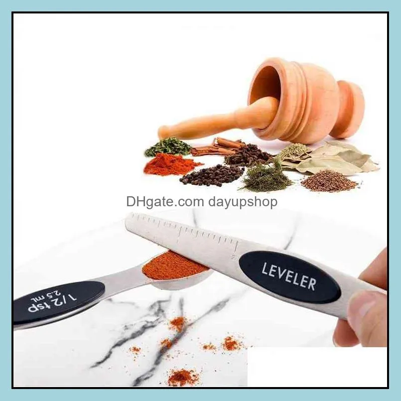 Magnetic Measuring Spoons 8 Piece Set Detach Double-Sided Design fits Spice Jars Perfect for Measuring Liquid & Dry Ingredients H-0068