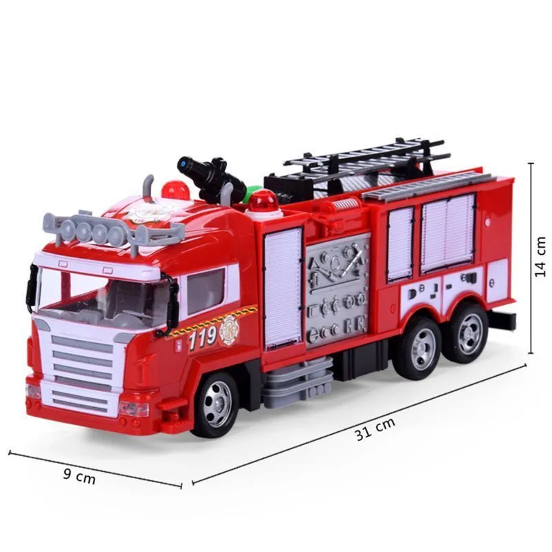 RC acqua nebulizzata camion dei pompieri musica luce telecomando auto giocattolo bambini ragazzo regalo 201203