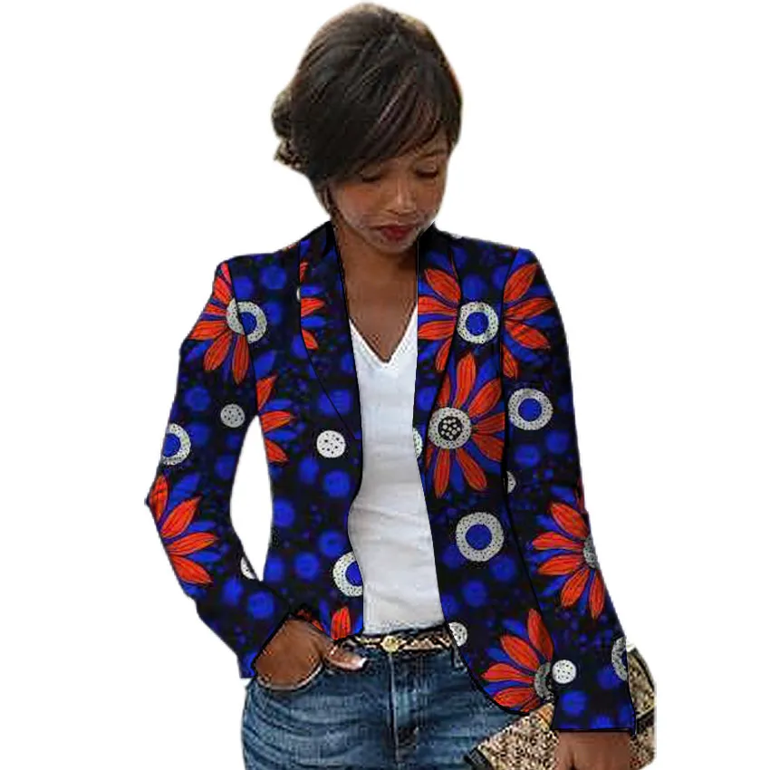 Afrikaanse Mode Vrouwen Blazers Sjaalkraag Ontwerp Vrouwelijke Dashiki Print Ankara Pak Jassen Custom Made Afrika Kleding 201102