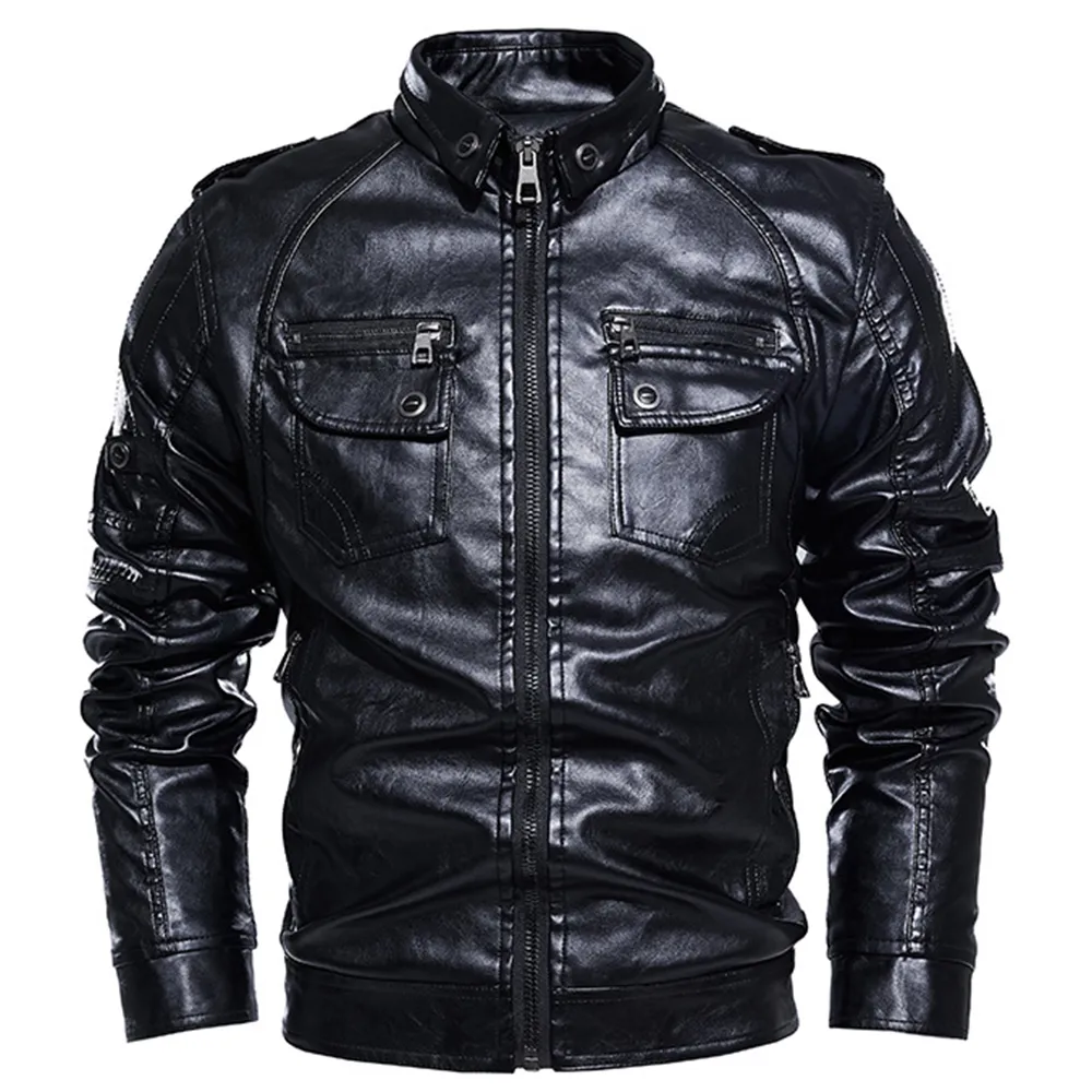 Herfst Winter Lederen Jacket Men Leather Bomber Jacket Motorfietsjas Man Vintage Jacket Burined Warm Outsear Coat Plus Size 204469526