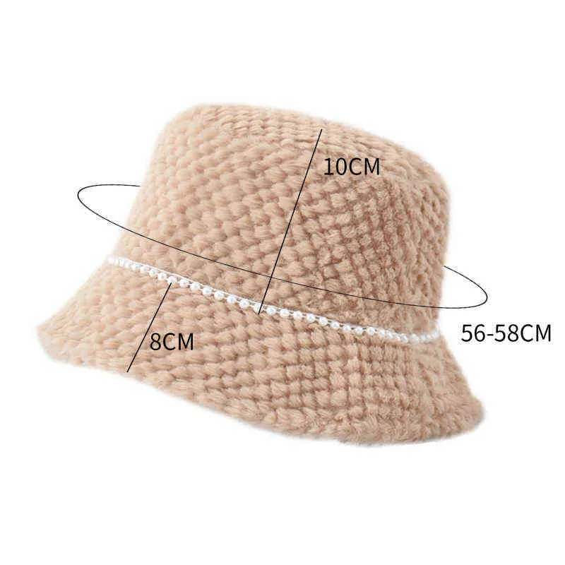 2021 New Hats For Women Autumn Winter Bucket Hats Lamb Plush Soft Warm Fisherman Hat Panama Casual Caps Lady Flat Korean Style G220311